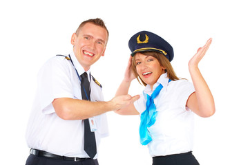 Happy flight crew