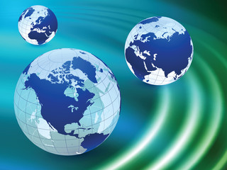 Globe on Abstract Liquid Wave Background