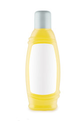 yellow bottle of shampoo isolated