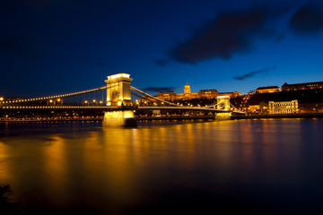 Fototapeta na wymiar Budapest at night, Danube, Bridge, Hungary