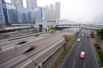 Fototapeta na wymiar highway with car in Hong Kong