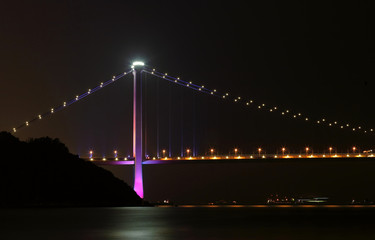 Fototapeta na wymiar Hong Kong, Tsing ma bridge at night
