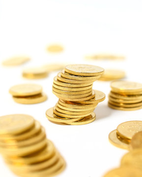 Coins in gold color