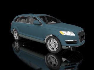 car isolated on black background with reflection