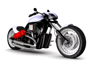 Foto op Plexiglas moderne motorfiets geïsoleerd op witte achtergrond © PhotoStocker