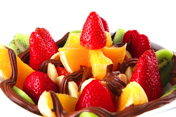 hot chocolate and fruits