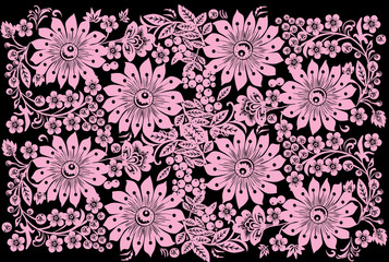 eight big pink flowers design