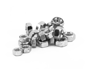 Nuts lie on a white background