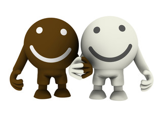 Two smileys holding hands