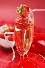 champagne with strawberry