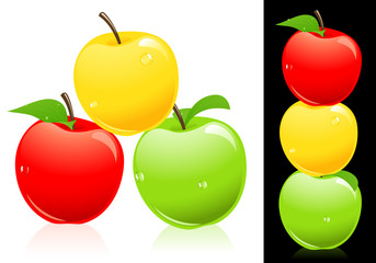 Apples three different colors