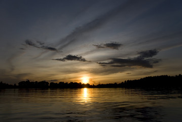 river, forest, distance