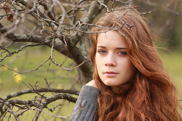 Closeup portrait of young woman