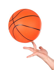 Hands making balancing with a basketball