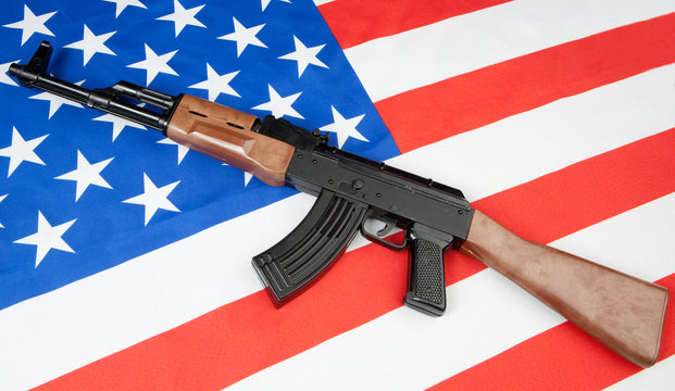 Flag of the United States with a weapon