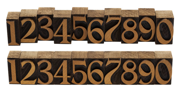 wood numbers - vintage letterpress blocks
