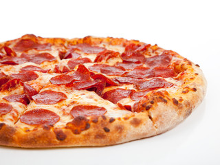 Pepperoni pizza  on a white background