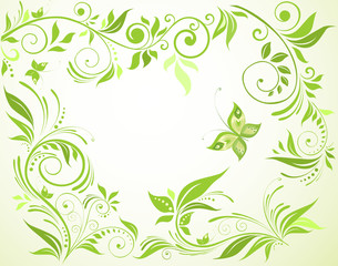 Fototapeta na wymiar Green floral card