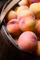Close-up of peaches in a basket