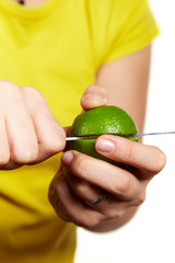 Girl snip a lime