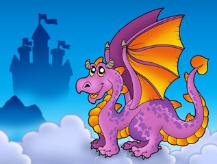 Big purple dragon near castle