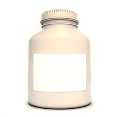 Plastic bottle with white label