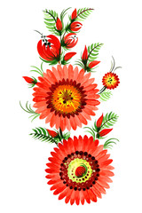 Red decorative flowers on the white background eps10