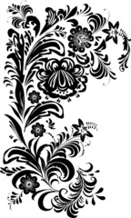 black stylized flower pattern