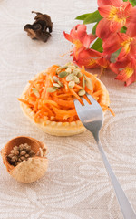Carrot salad in a basket