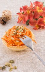 Carrot salad in a basket