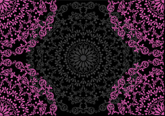 pink quadrants on black pattern