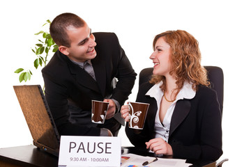 business people enjoying coffee-break