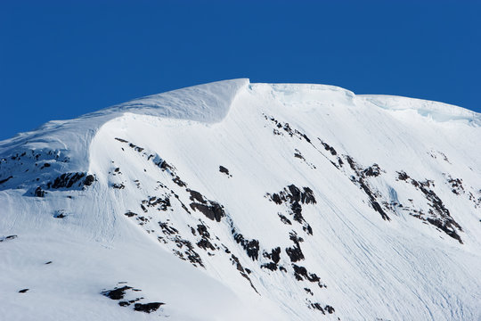 Snowy mountain peaks in Alaska