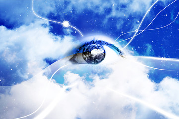 occhio, cielo e nuvole