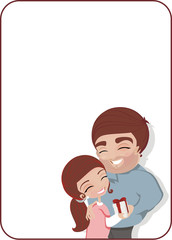 father and daughter with gift