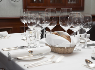 Fully arranged restaurant table