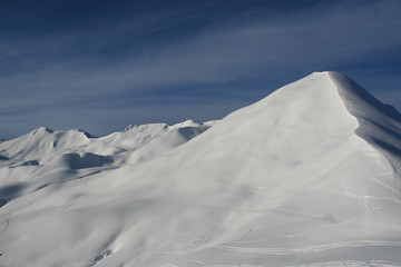 ski hiking mountain in swiss alps