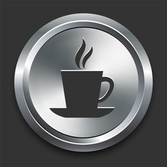 Tea Icon on Metal Internet Button
