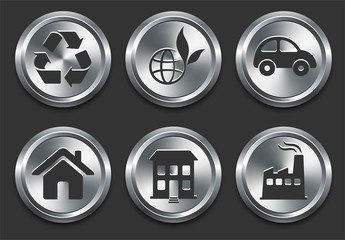 Environmental Icons on Metal Internet Button