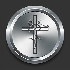 Religious Cross Icon on Metal Internet Button