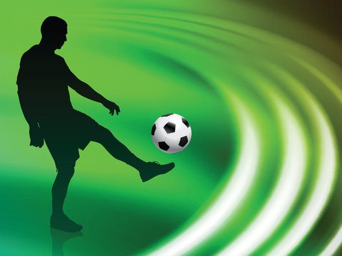 Soccer Player on Abstract Liquid Wave Background