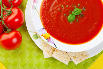 Soup and crackers