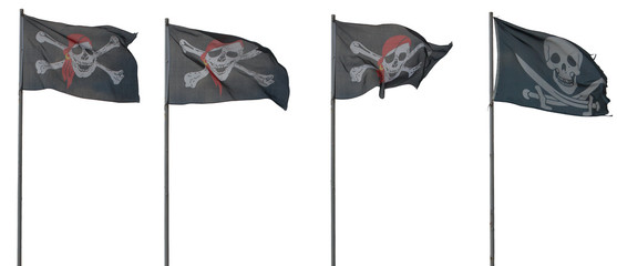 Jolly Roger flags. isolated on white
