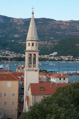 Clock tower in old city of Budva, Montenegro