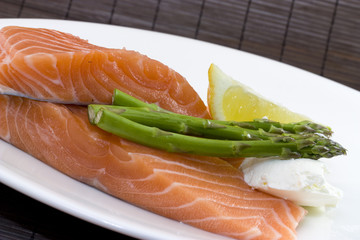 fresh salmon and asparagus