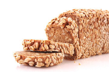 Bread with sunflower seeds isolated on white