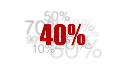 40% - pourcent rouge sur fond blanc et chiffres gris