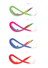 Infinity sign in brush strokes with different colors
