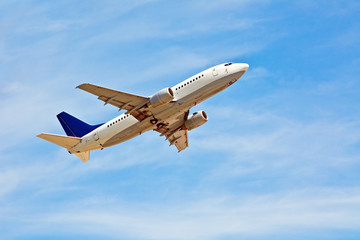 Commercial liner in blue sky
