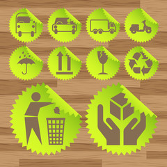 Safety fragile sticker icon set vector